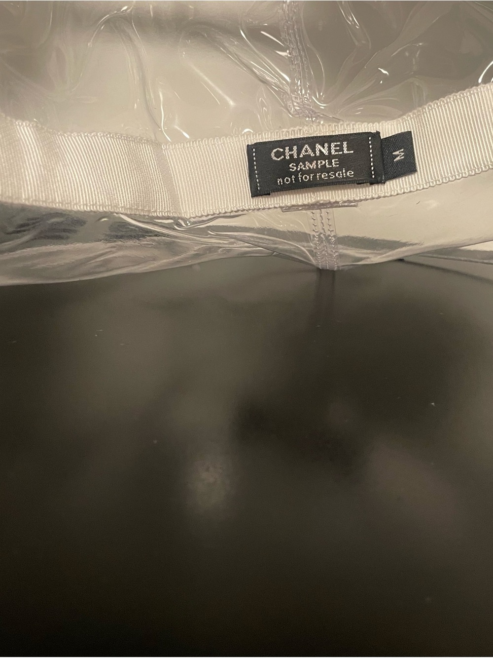 CHANEL Clear PVC Rain Bucket Hat with White Ribbon and Silver CC - Picture 2 of 2